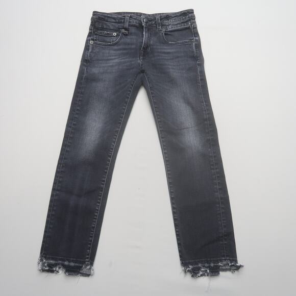 R13 Boy Straight Jeans in Strummer Black Size 24 - Picture 2 of 12